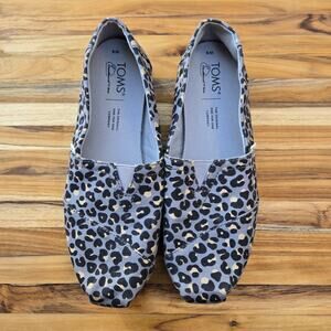 TOMS Women’s Multicolored Canvas Cheetah Print Square Toe Slip-on Flats 6 W